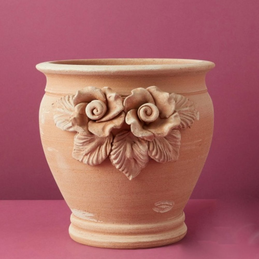 DIMA Terrecotte Rose Motif Terracotta Planter